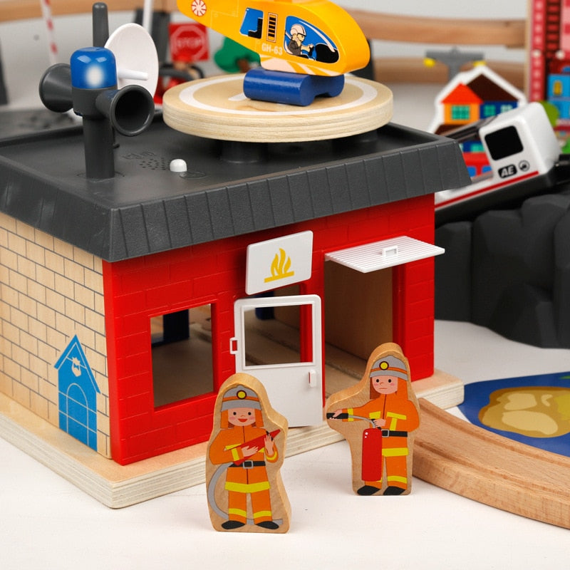 Wooden Train Set 92-Piece City Toy Kit by HitMyNeed