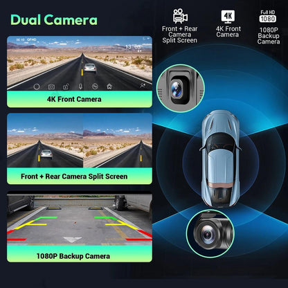 10" 4K Dash Cam with Wireless CarPlay & Android Auto by HitMyNeed
