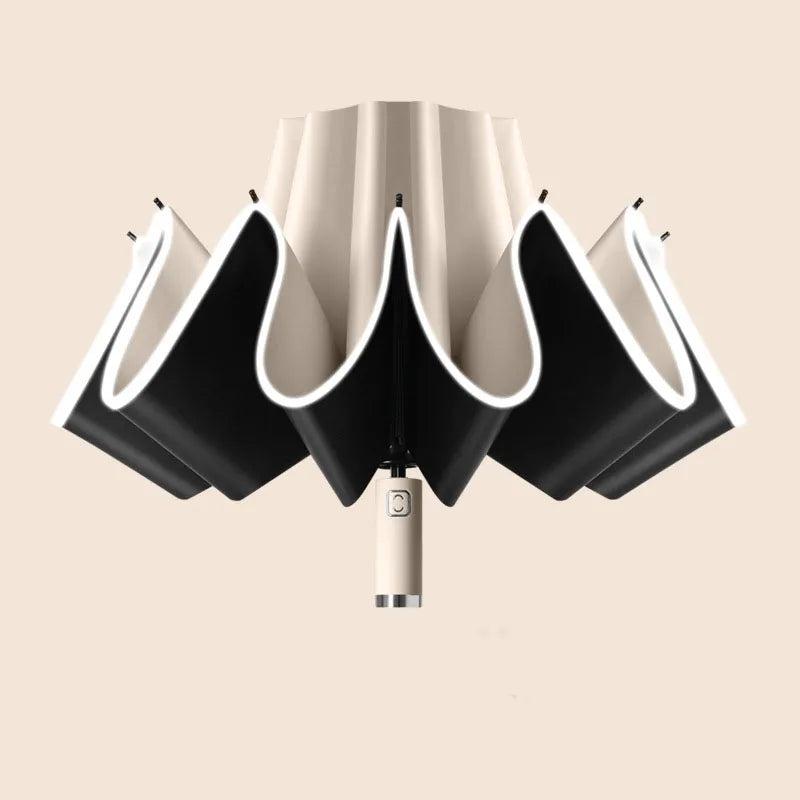10-Bone Windproof Automatic Reverse Folding Umbrella beige by HitMyNeed