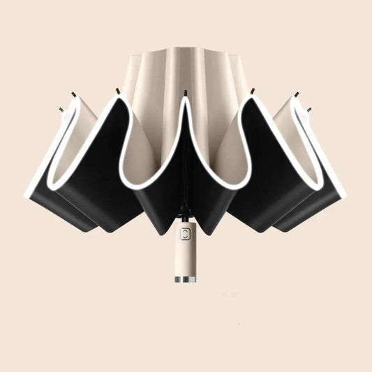 10-Bone Windproof Automatic Reverse Folding Umbrella beige by HitMyNeed