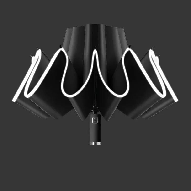 10-Bone Windproof Automatic Reverse Folding Umbrella black by HitMyNeed
