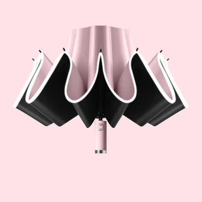 10-Bone Windproof Automatic Reverse Folding Umbrella pink by HitMyNeed