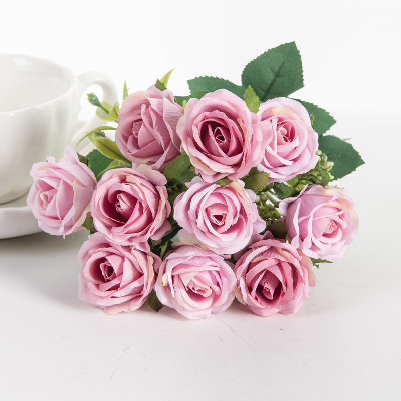 10-Head Artificial Rose Bouquet for Home & Events deep-pink by HitMyNeed