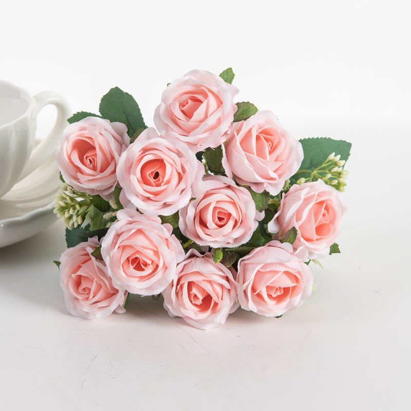 10-Head Artificial Rose Bouquet for Home & Events light-pink by HitMyNeed