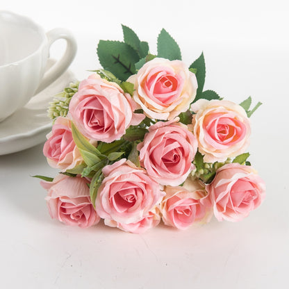 10-Head Artificial Rose Bouquet for Home & Events pink by HitMyNeed
