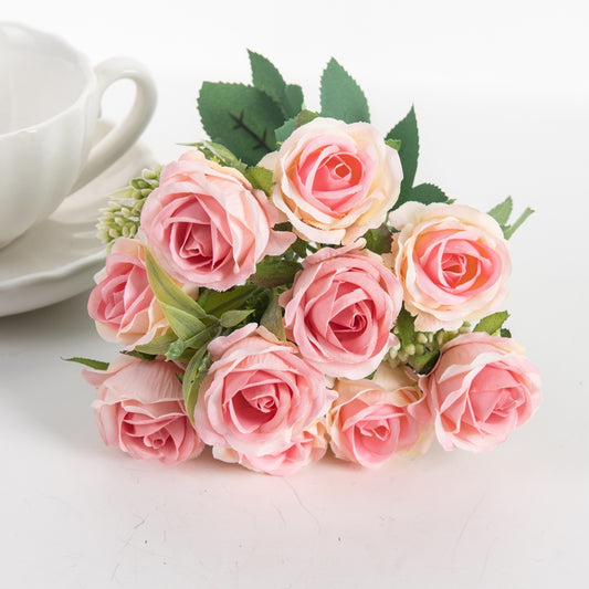 10-Head Artificial Rose Bouquet for Home & Events pink by HitMyNeed
