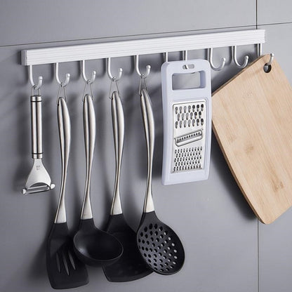 10 Hooks Aluminum Wall-Mounted Kitchen Utensil Rack by HitMyNeed