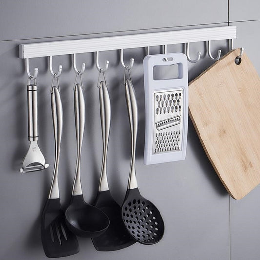 10 Hooks Aluminum Wall-Mounted Kitchen Utensil Rack by HitMyNeed