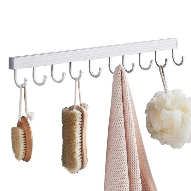 10 Hooks Aluminum Wall-Mounted Kitchen Utensil Rack by HitMyNeed