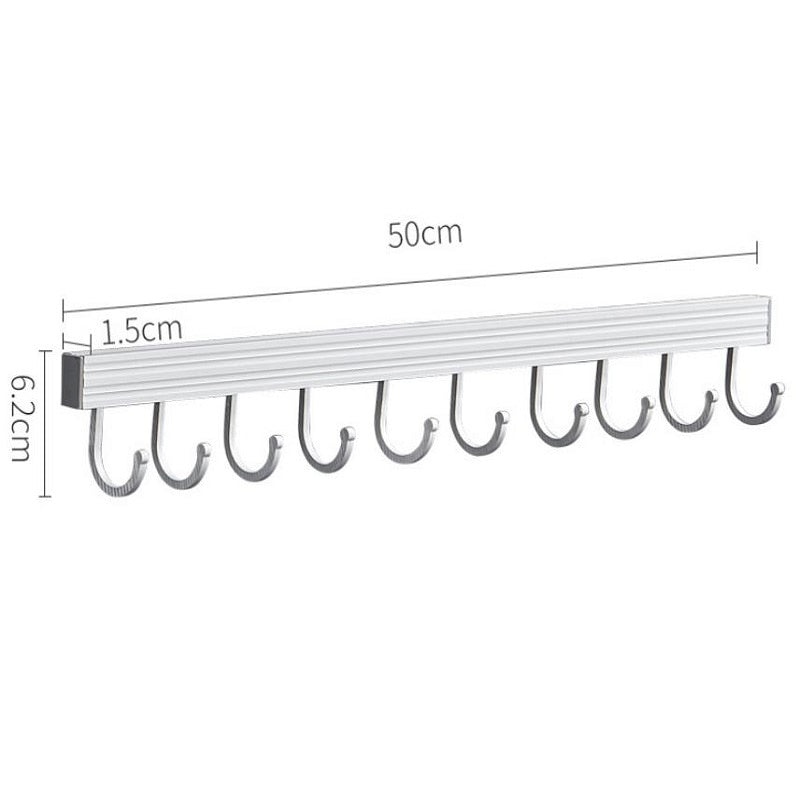 10 Hooks Aluminum Wall-Mounted Kitchen Utensil Rack by HitMyNeed