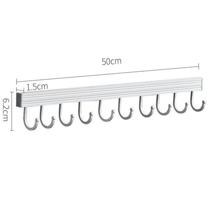 10 Hooks Aluminum Wall-Mounted Kitchen Utensil Rack by HitMyNeed