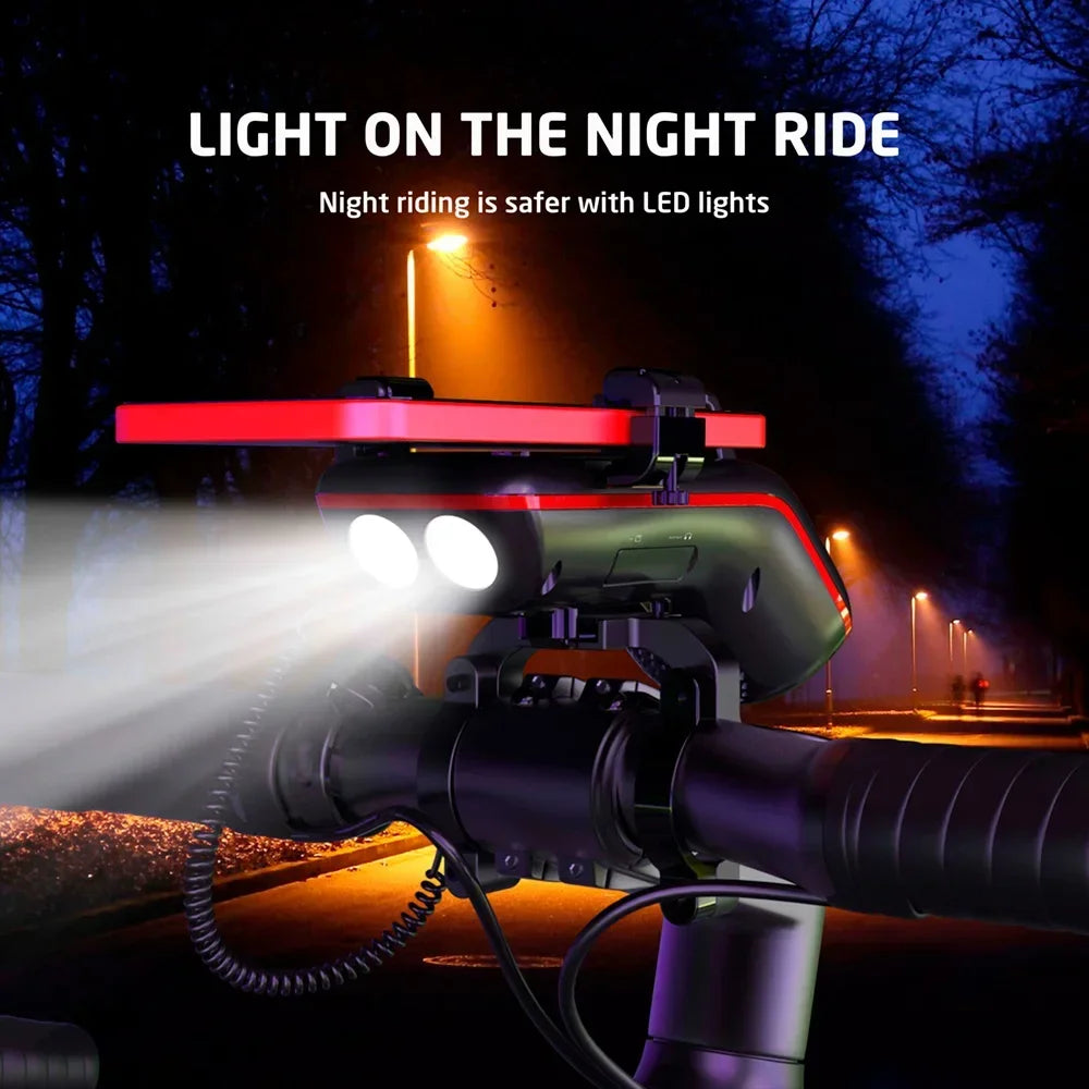 10-in-1 Bike Light Phone Holder with Speaker & Bell by HitMyNeed