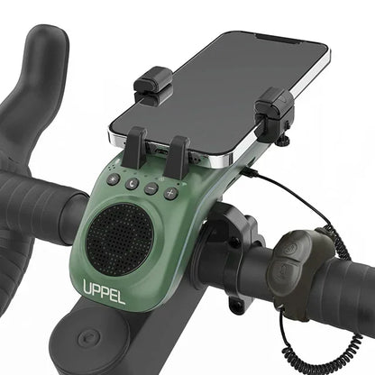 10-in-1 Bike Light Phone Holder with Speaker & Bell green by HitMyNeed