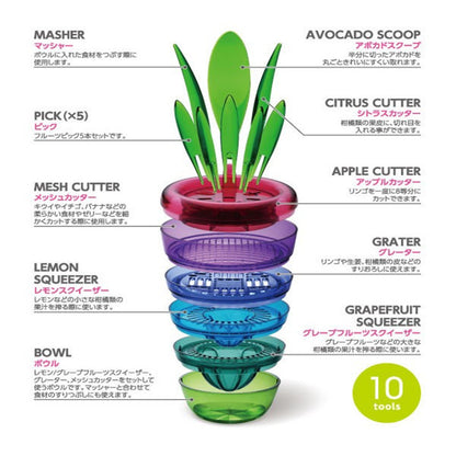 10-in-1 Fruit and Vegetable Cutter & Squeezer Set by HitMyNeed