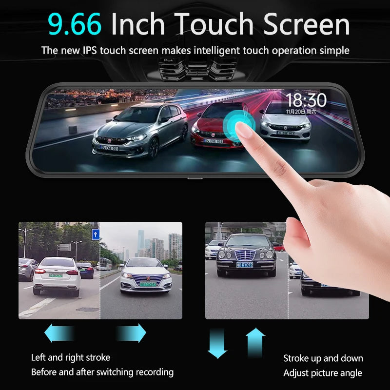 10 Inch Dual 1080P Mirror Dash Cam with Touch Screen by HitMyNeed
