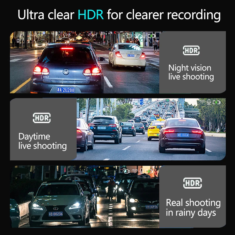 10 Inch Dual 1080P Mirror Dash Cam with Touch Screen by HitMyNeed