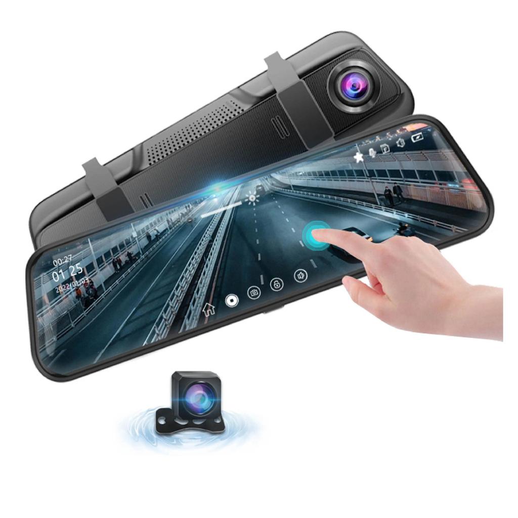 10 Inch Dual 1080P Mirror Dash Cam with Touch Screen front-rear-with-10m-cable none by HitMyNeed
