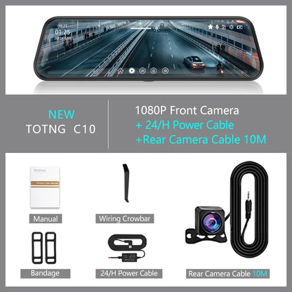 10 Inch Touch Screen Mirror Dash Cam Front & Rear by HitMyNeed