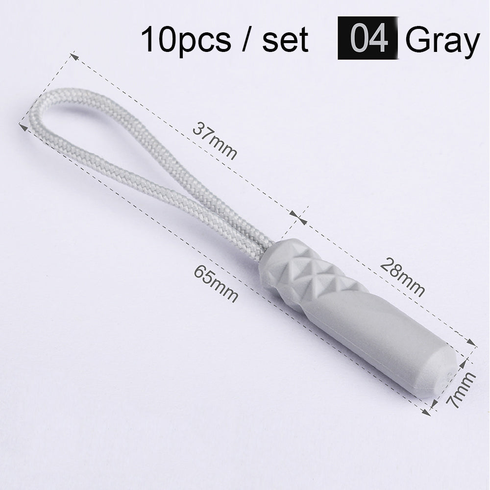 10-Pack Replacement Zipper Pull Cords for Bags & Tents gray by HitMyNeed