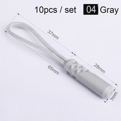 10-Pack Replacement Zipper Pull Cords for Bags & Tents gray by HitMyNeed