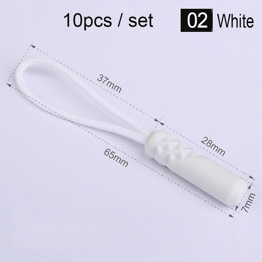 10-Pack Replacement Zipper Pull Cords for Bags & Tents white by HitMyNeed