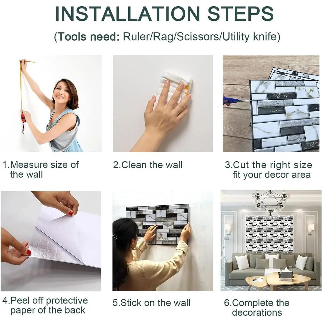 10 Pcs 3D Self-Adhesive Wall Panels | Waterproof XPE Foam Brick Wallpaper (30x30cm) by HitMyNeed