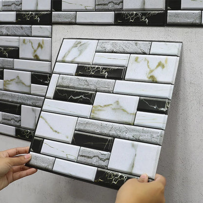 10 Pcs 3D Self-Adhesive Wall Panels | Waterproof XPE Foam Brick Wallpaper (30x30cm) by HitMyNeed