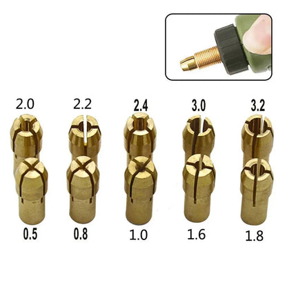 10-Piece Mini Brass Drill Chuck Collet Set, 0.5-3.2 mm by HitMyNeed