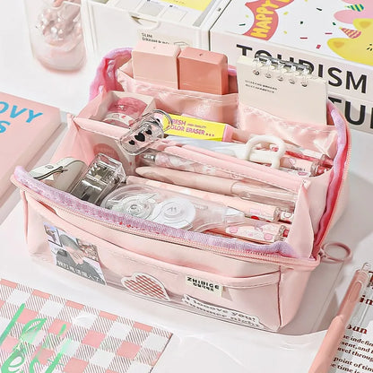 10-Tier Transparent Kids Pencil Case with Large Capacity pink by HitMyNeed