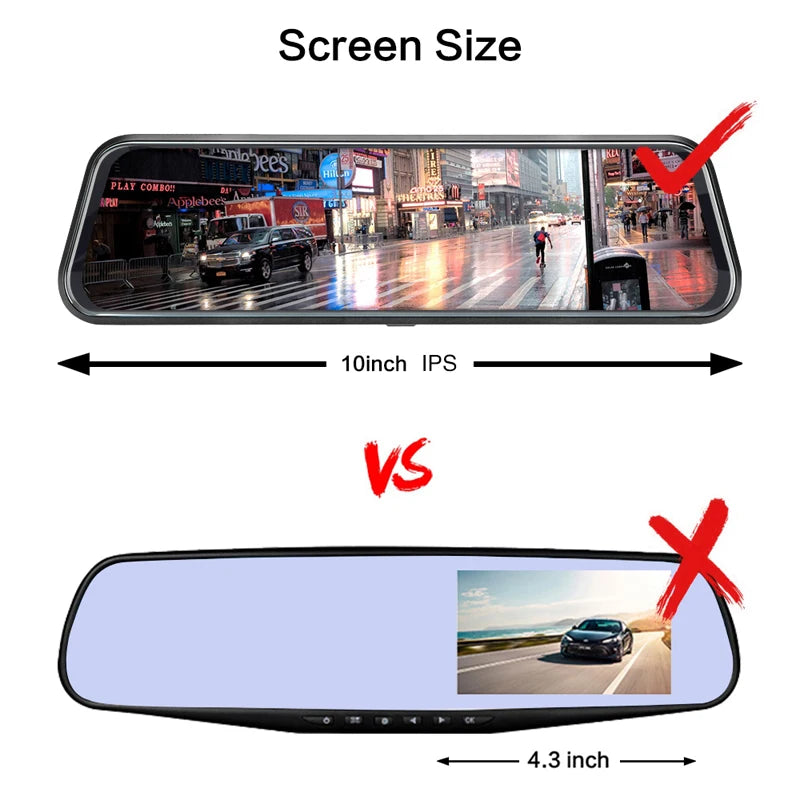 10" Touchscreen Mirror Dash Cam Front & Rear 1080p by HitMyNeed