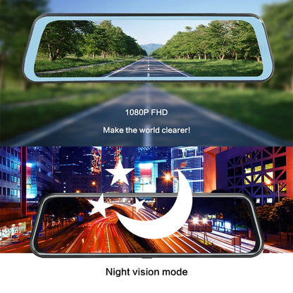 10" Touchscreen Mirror Dash Cam Front & Rear 1080p by HitMyNeed