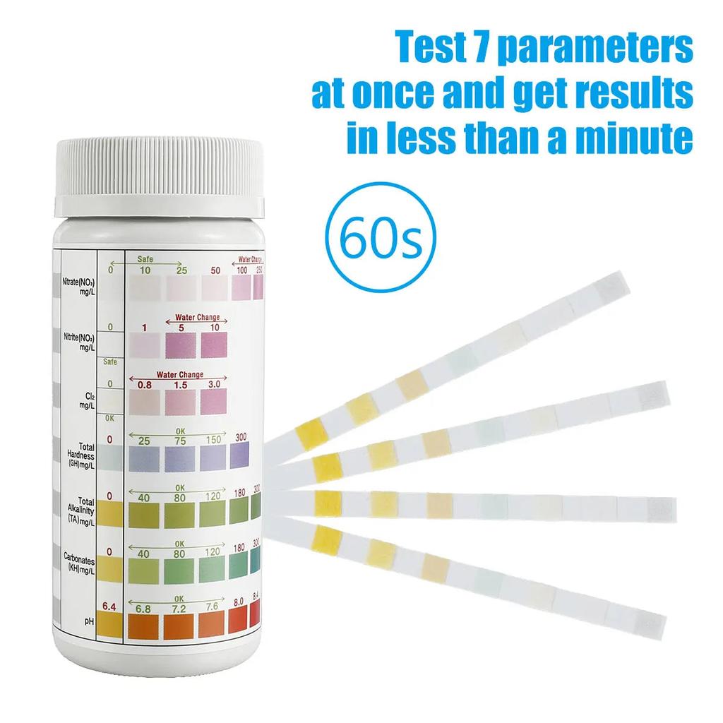 100 Aquarium Water Test Strips 7-in-1 Kit by HitMyNeed
