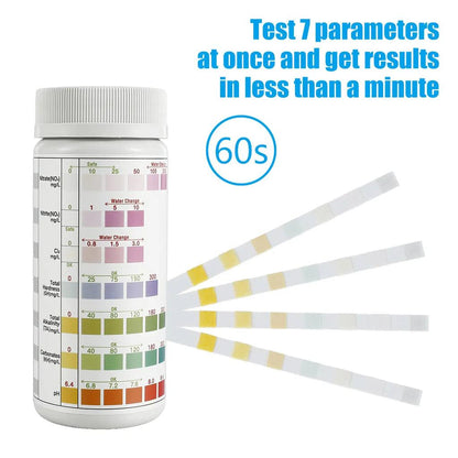 100 Aquarium Water Test Strips 7-in-1 Kit by HitMyNeed