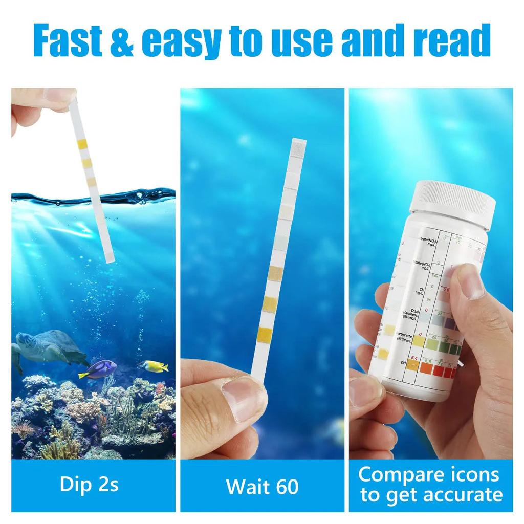 100 Aquarium Water Test Strips 7-in-1 Kit by HitMyNeed