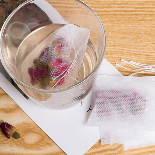 100 Empty Tea Bags with Drawstring, Disposable Filter by HitMyNeed
