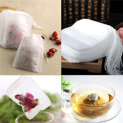 100 Empty Tea Bags with Drawstring, Disposable Filter by HitMyNeed
