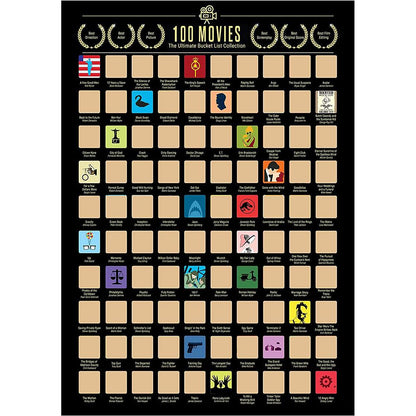 100 Movies Scratch Off Poster with Scraper by HitMyNeed
