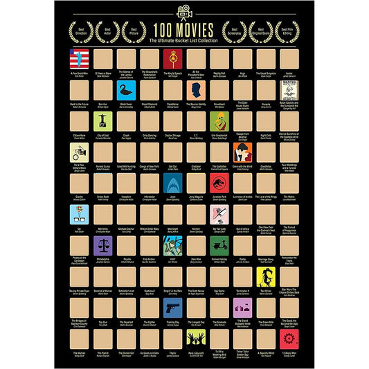 100 Movies Scratch Off Poster with Scraper by HitMyNeed