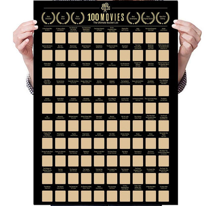 100 Movies Scratch Off Poster with Scraper by HitMyNeed