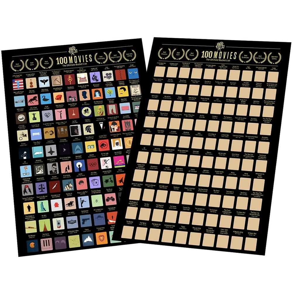 100 Movies Scratch Off Poster with Scraper by HitMyNeed