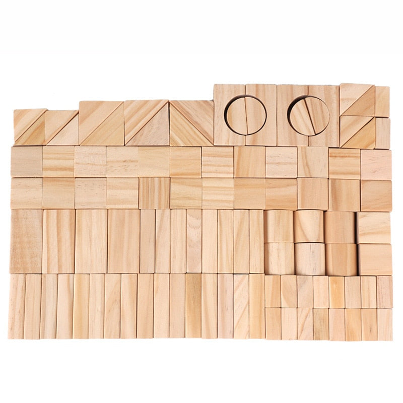 100-Piece Wooden Block Set for Kids by HitMyNeed