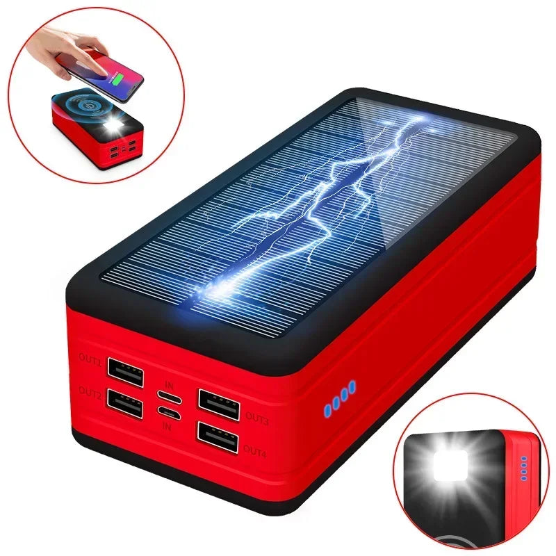 100000mAh Solar Power Bank with 4 USB & Wireless Charge by HitMyNeed