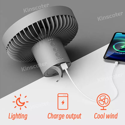 10000mAh Rechargeable Camping Fan with LED & Power Bank by HitMyNeed