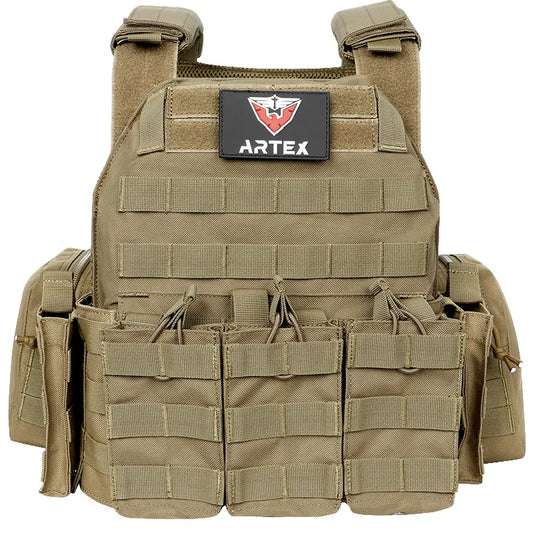 1000D MOLLE Tactical Hunting Vest with Pouches ar6094tan by HitMyNeed