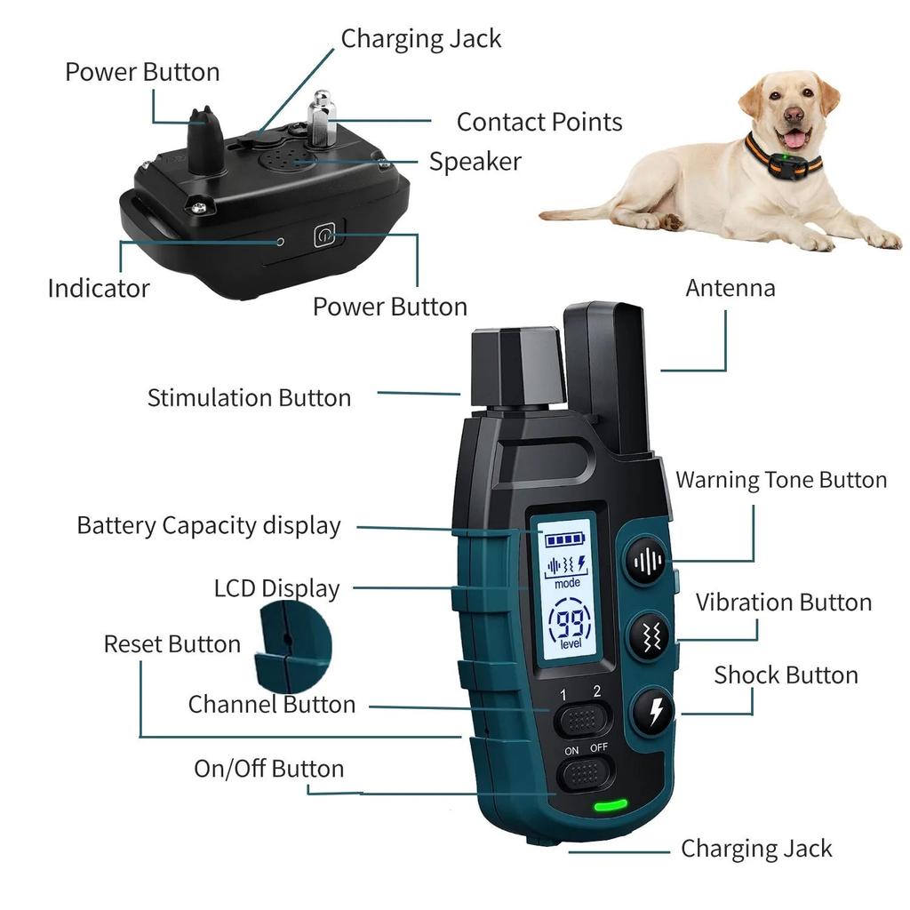 1000m Dual Dog Remote Training Collar IP67 Waterproof by HitMyNeed