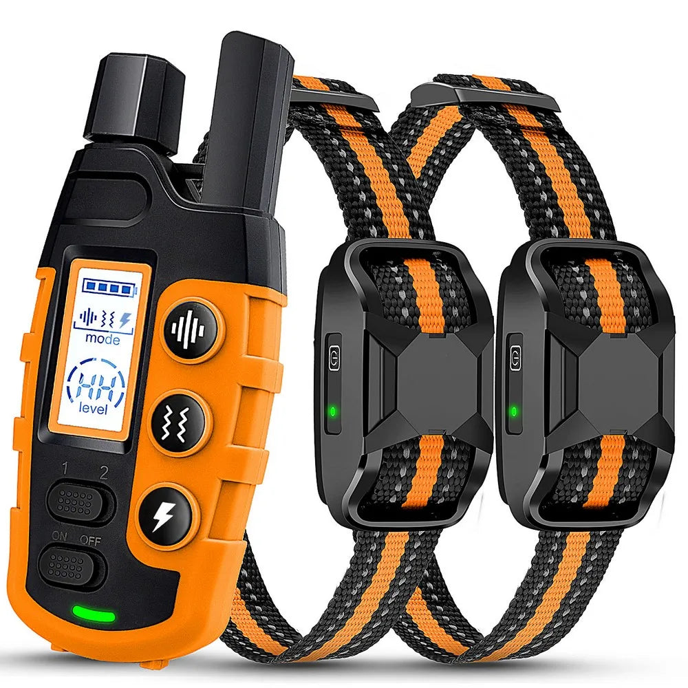 1000m Dual Dog Remote Training Collar IP67 Waterproof orange-two-dogs by HitMyNeed