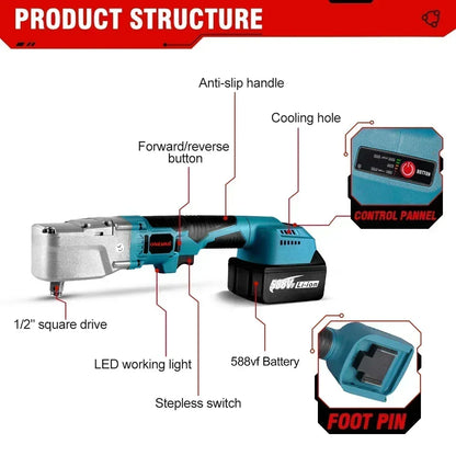 1000Nm Brushless 1/2" Electric Ratchet Wrench 18V by HitMyNeed