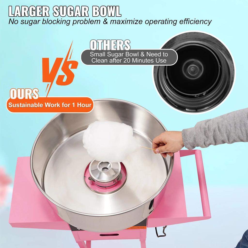 1000W Electric Cotton Candy Machine with Cart by HitMyNeed