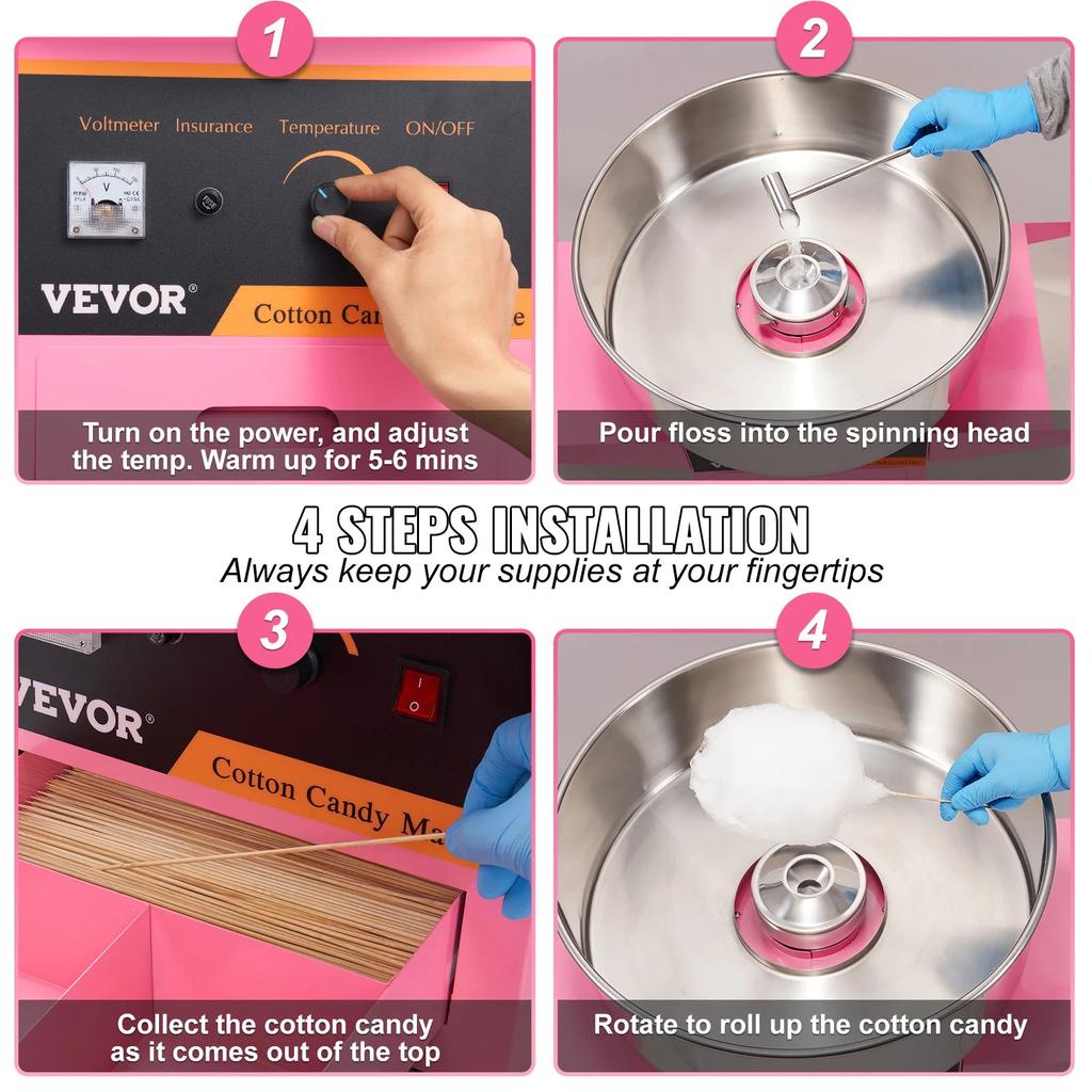 1000W Electric Cotton Candy Machine with Cart by HitMyNeed