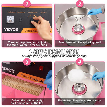 1000W Electric Cotton Candy Machine with Cart by HitMyNeed